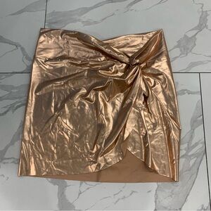 Skims Skirt Mini Metallic Swim Sarong Sz 4X in Champagne Rose Gold Stretch NWT
